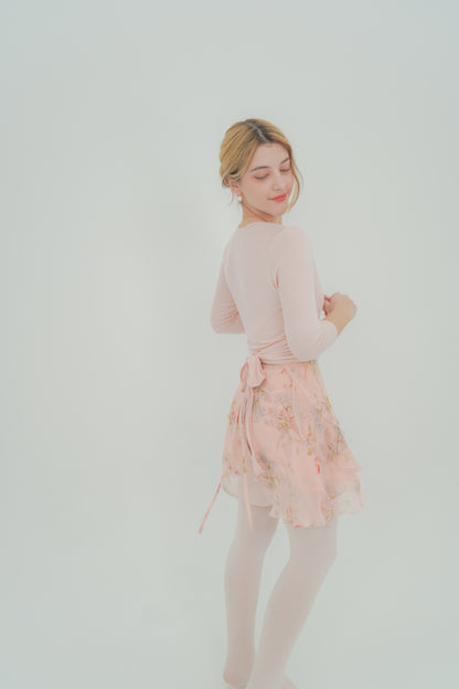 Ballet Chiffon Wrap Skirt in cream rose lilac