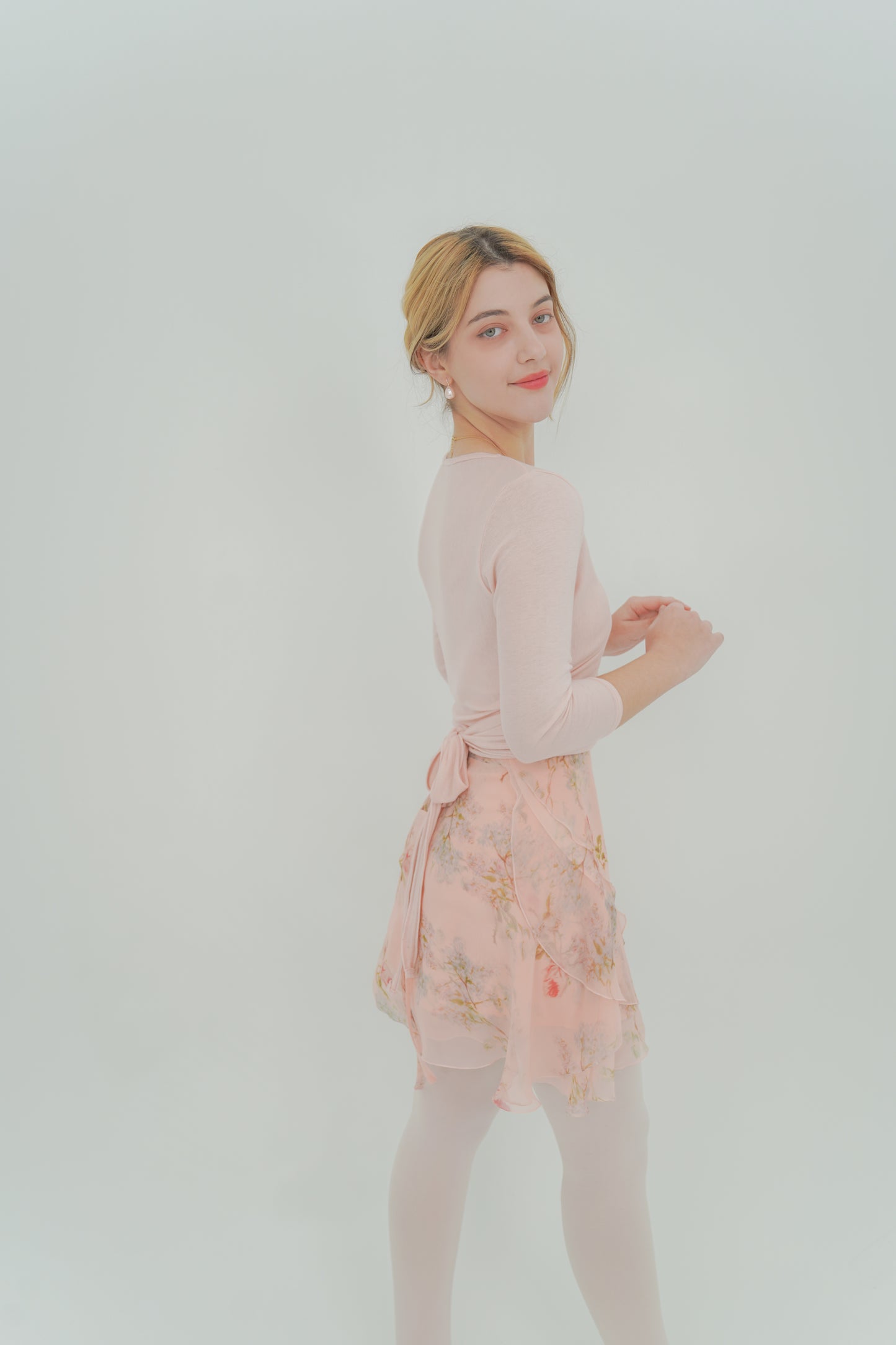 Ballet Chiffon Wrap Skirt in cream rose lilac