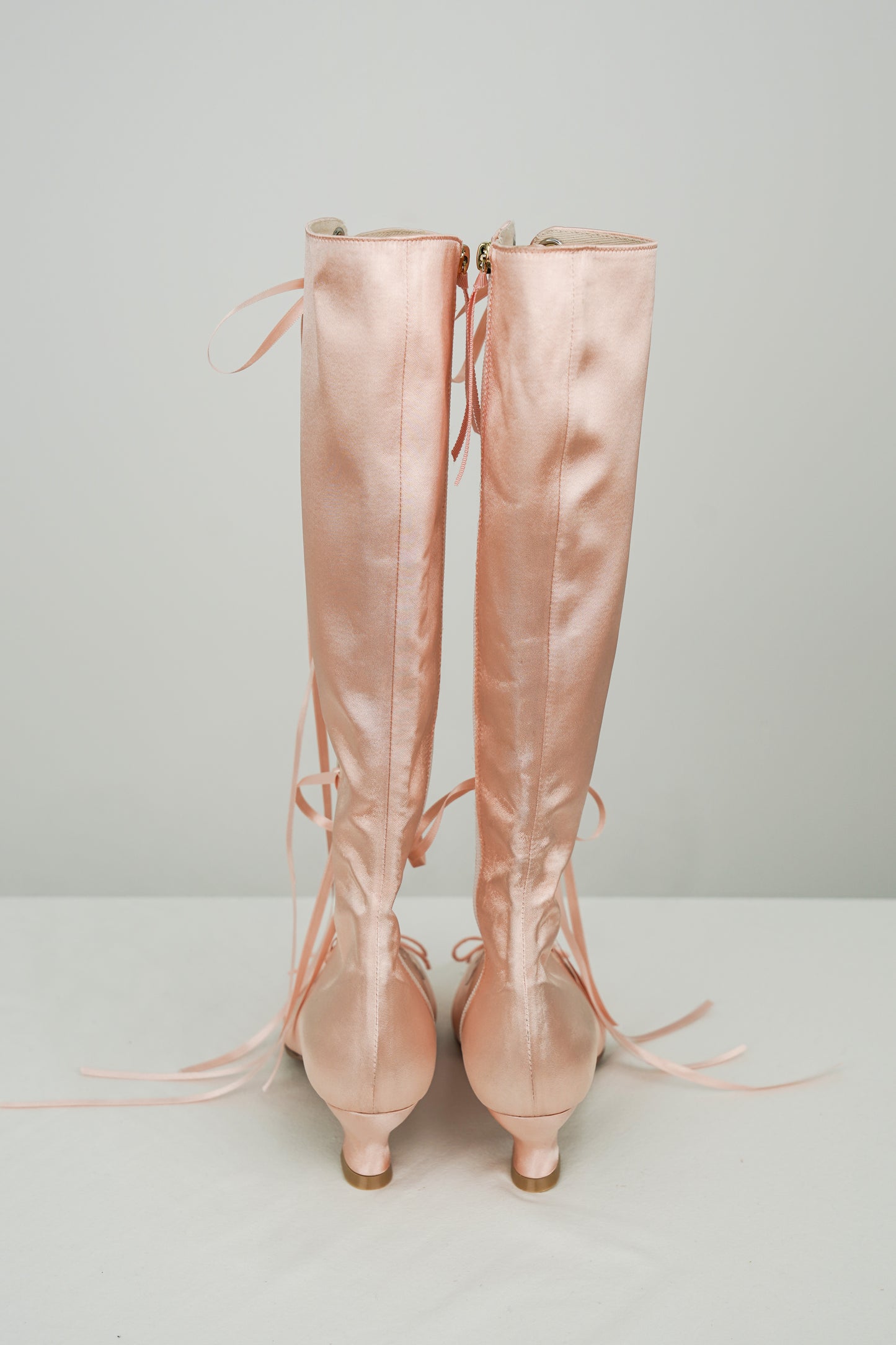 Antoinette Boots in Ballet Pink Satin