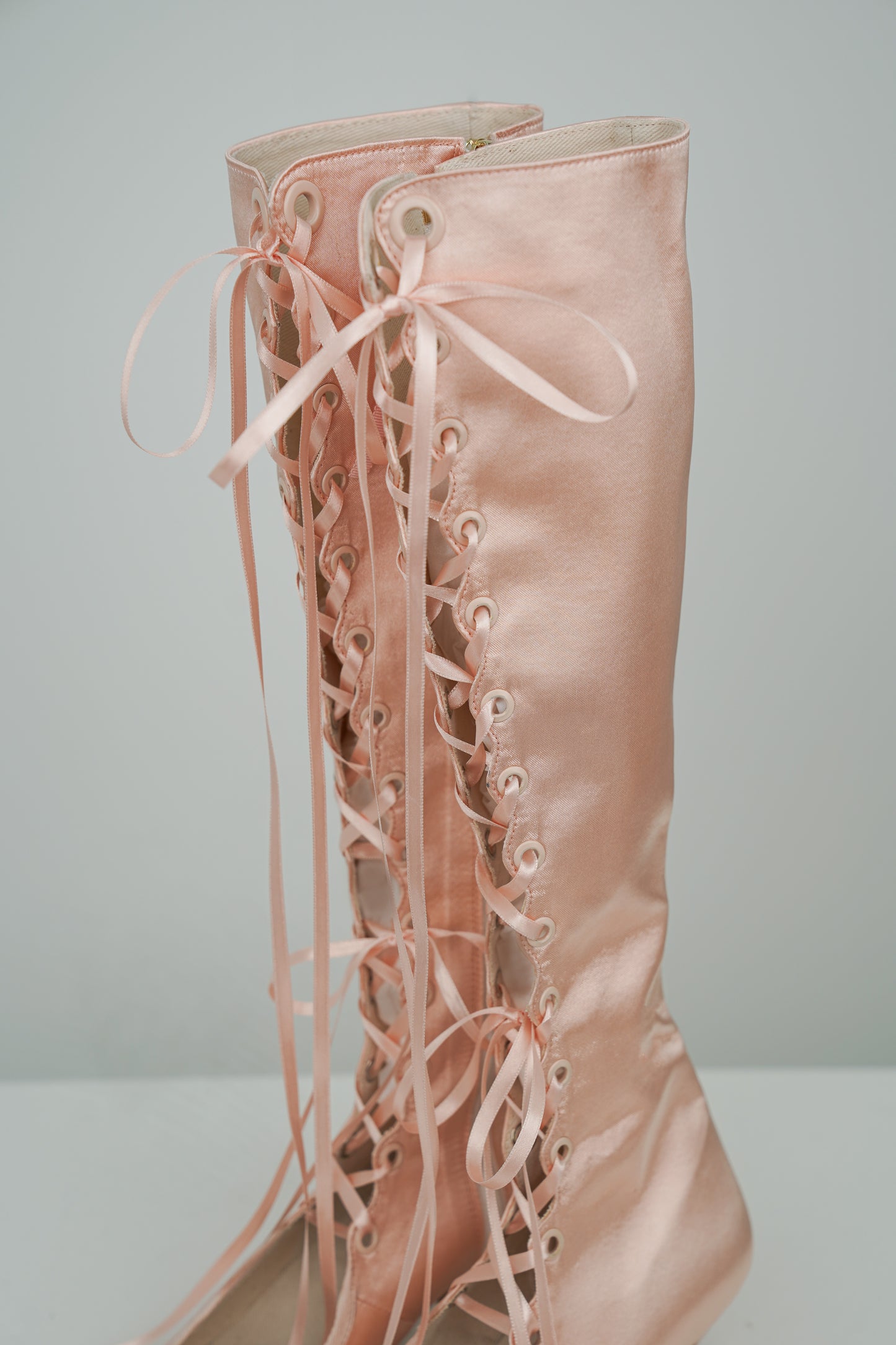 Antoinette Boots in Ballet Pink Satin