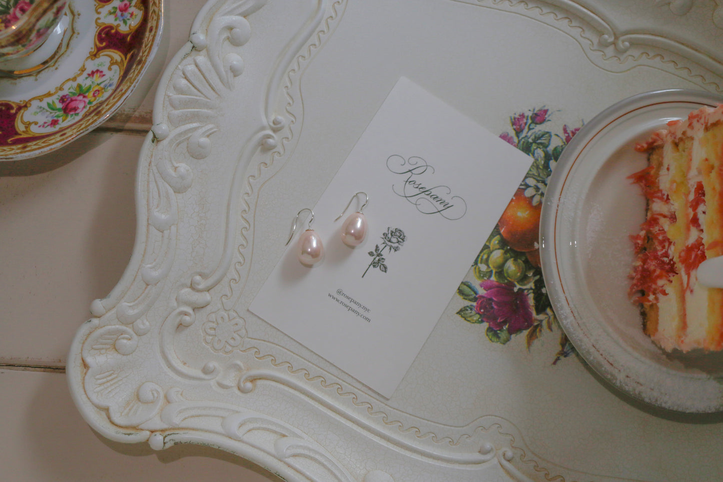 Ballerina Pink Pearl Tear Drop Earrings