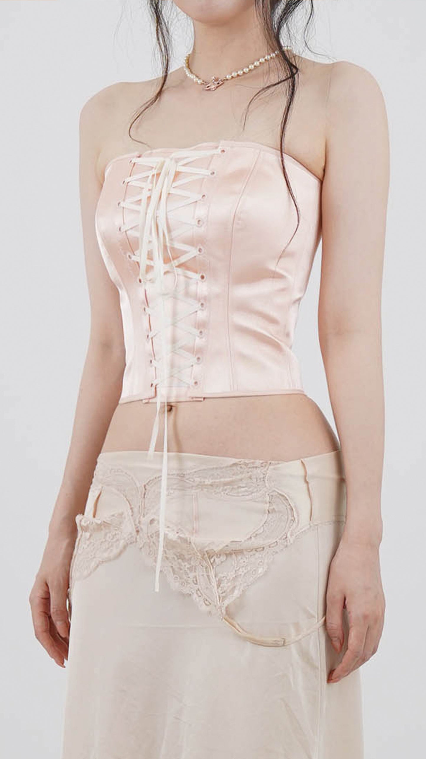 Romantique Front Lacing Corset in satin