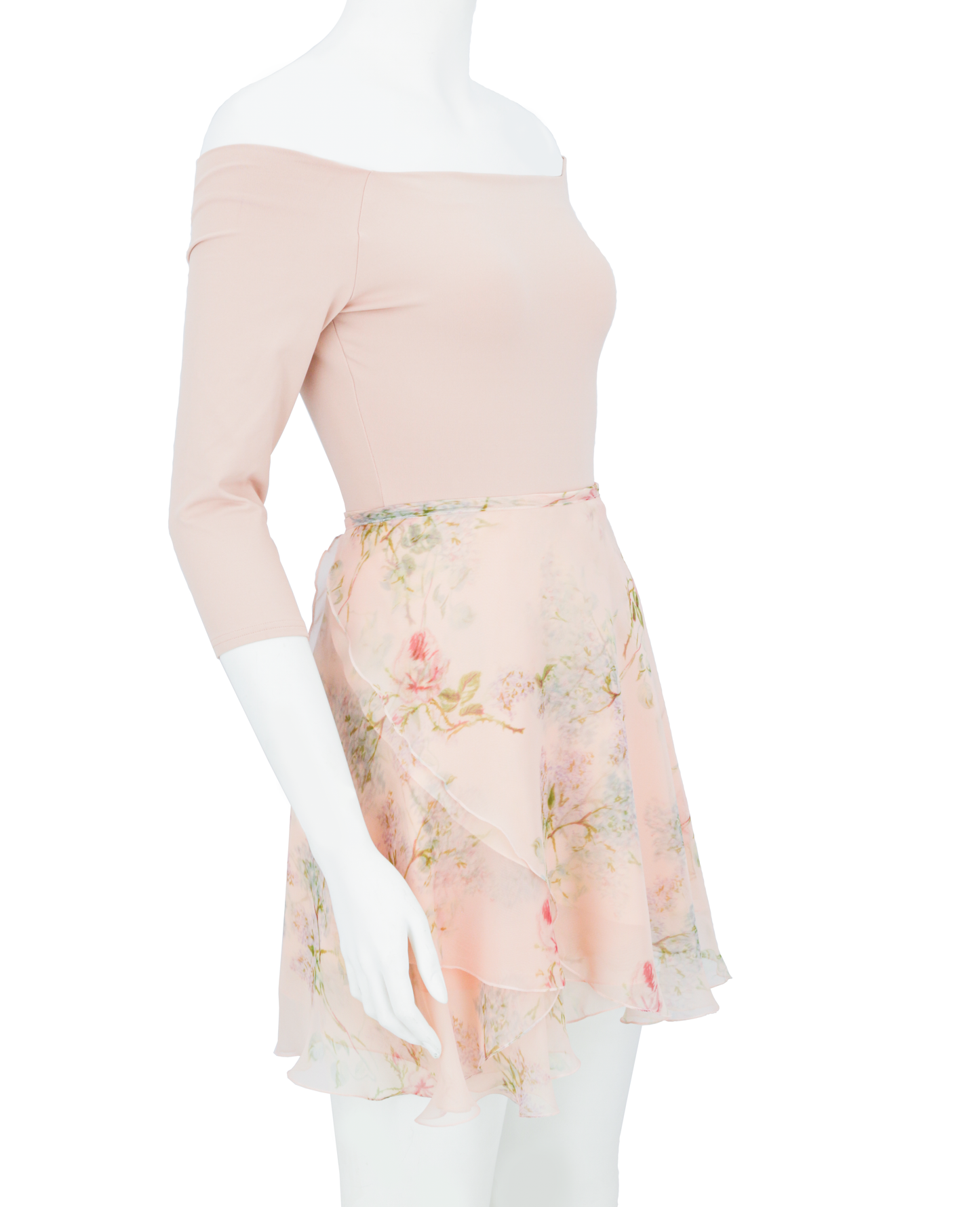 Ballet Chiffon Wrap Skirt in cream rose lilac