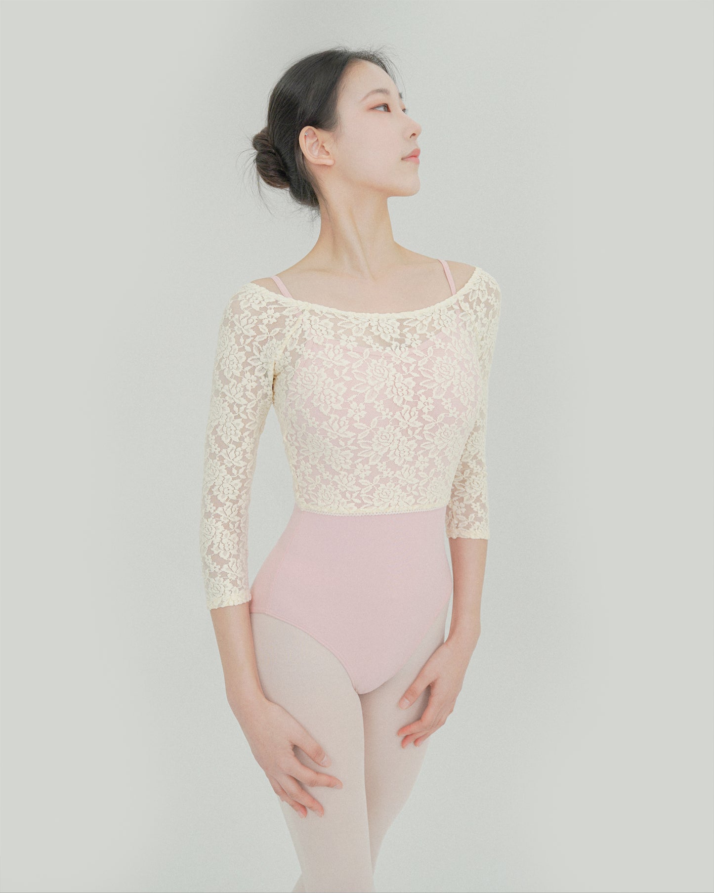 French Rose Lace Warmer top with 3/4 sleeves