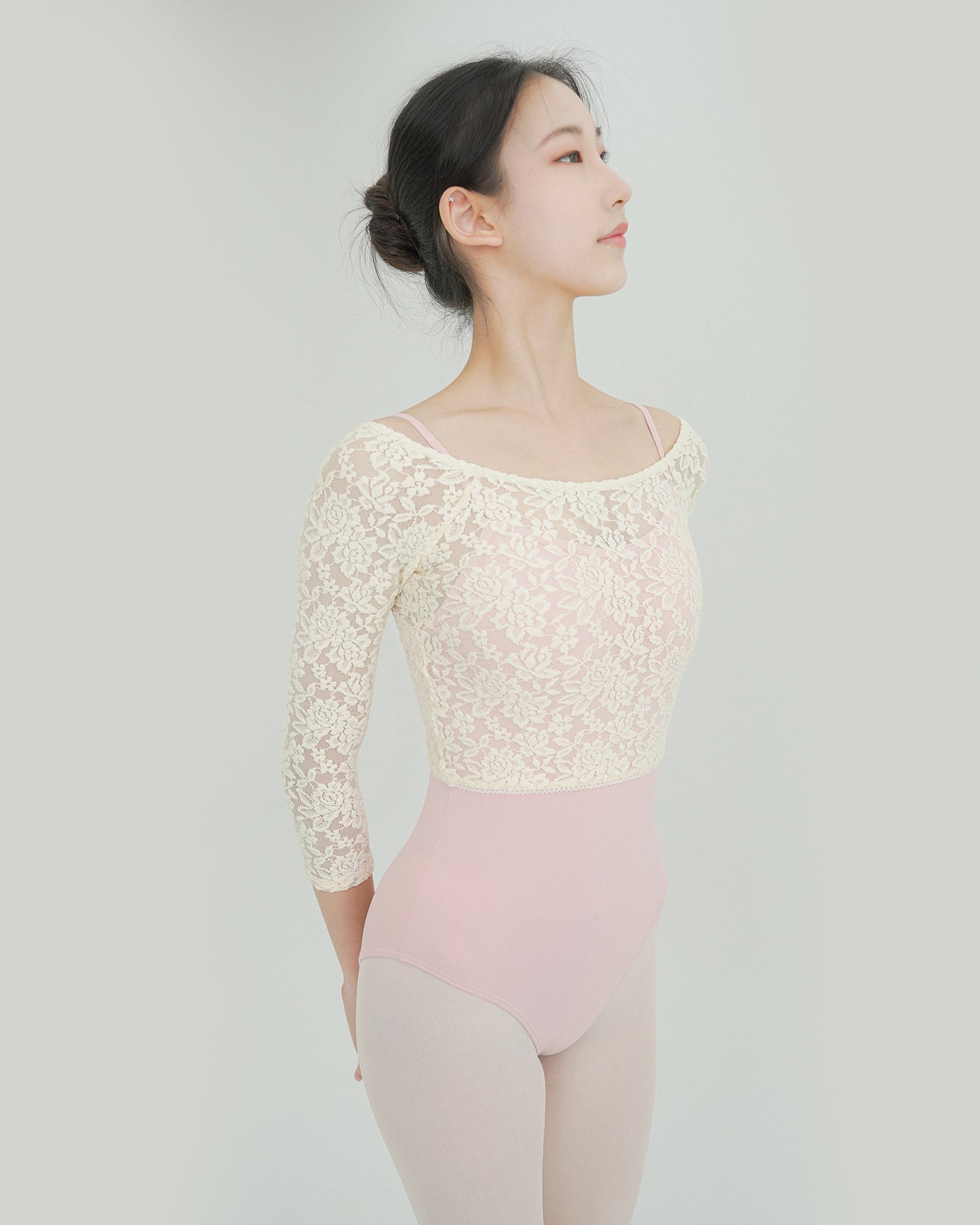 French Rose Lace Warmer top with 3/4 sleeves