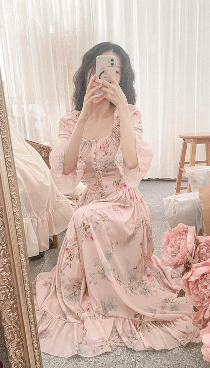 Charlotte dress in cream floral
