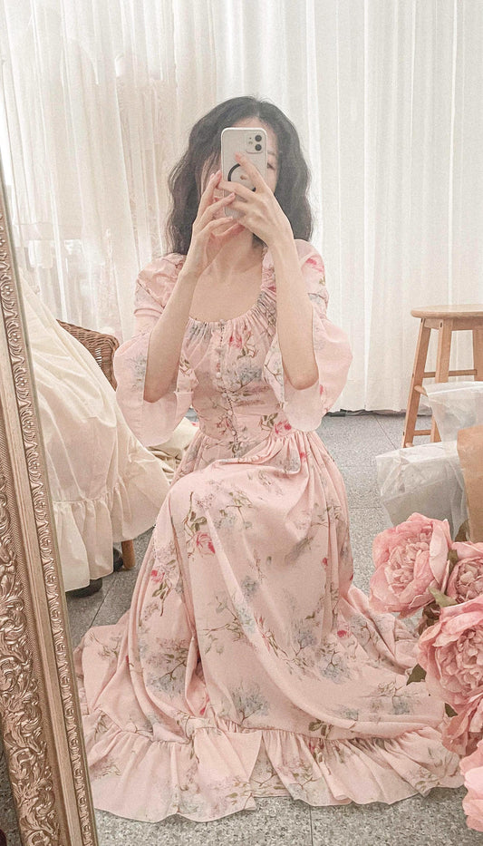 Charlotte dress in cream floral