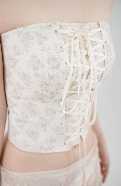 Romantique Front Lacing Corset in corduroy