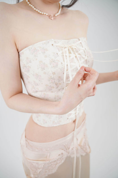 Romantique Front Lacing Corset in corduroy