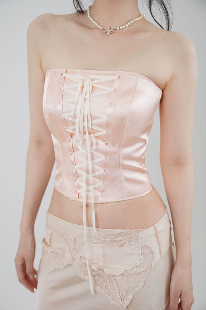 Romantique Front Lacing Corset in satin
