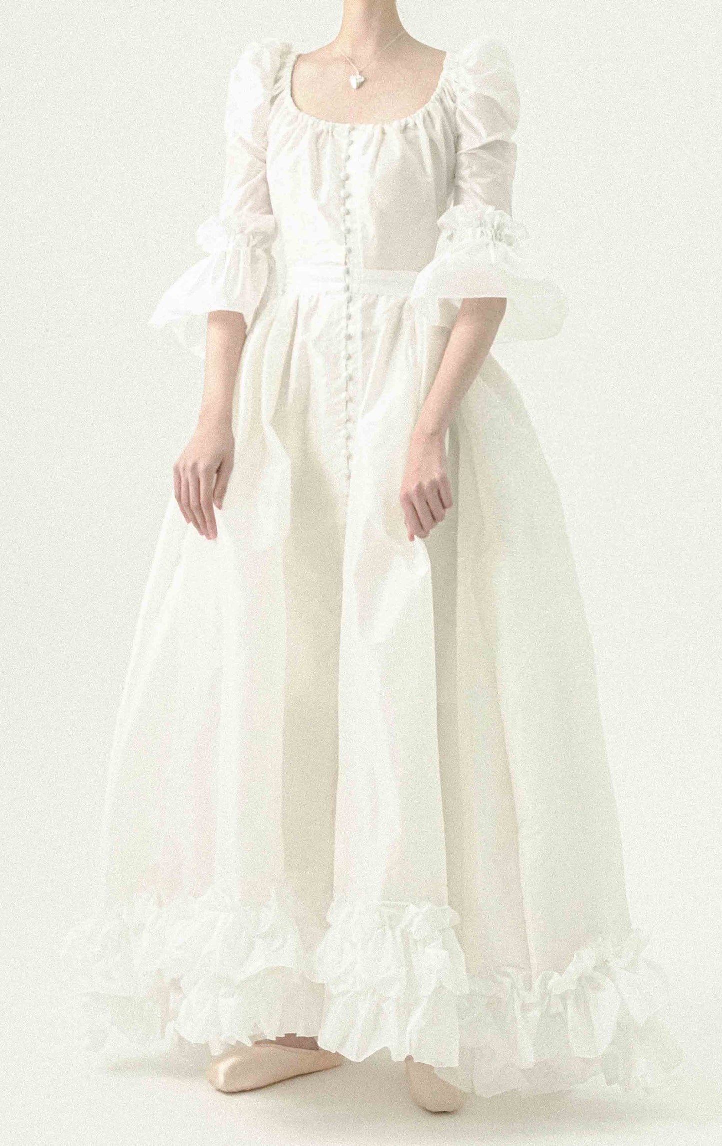 Charlotte Dress in swan white taffeta