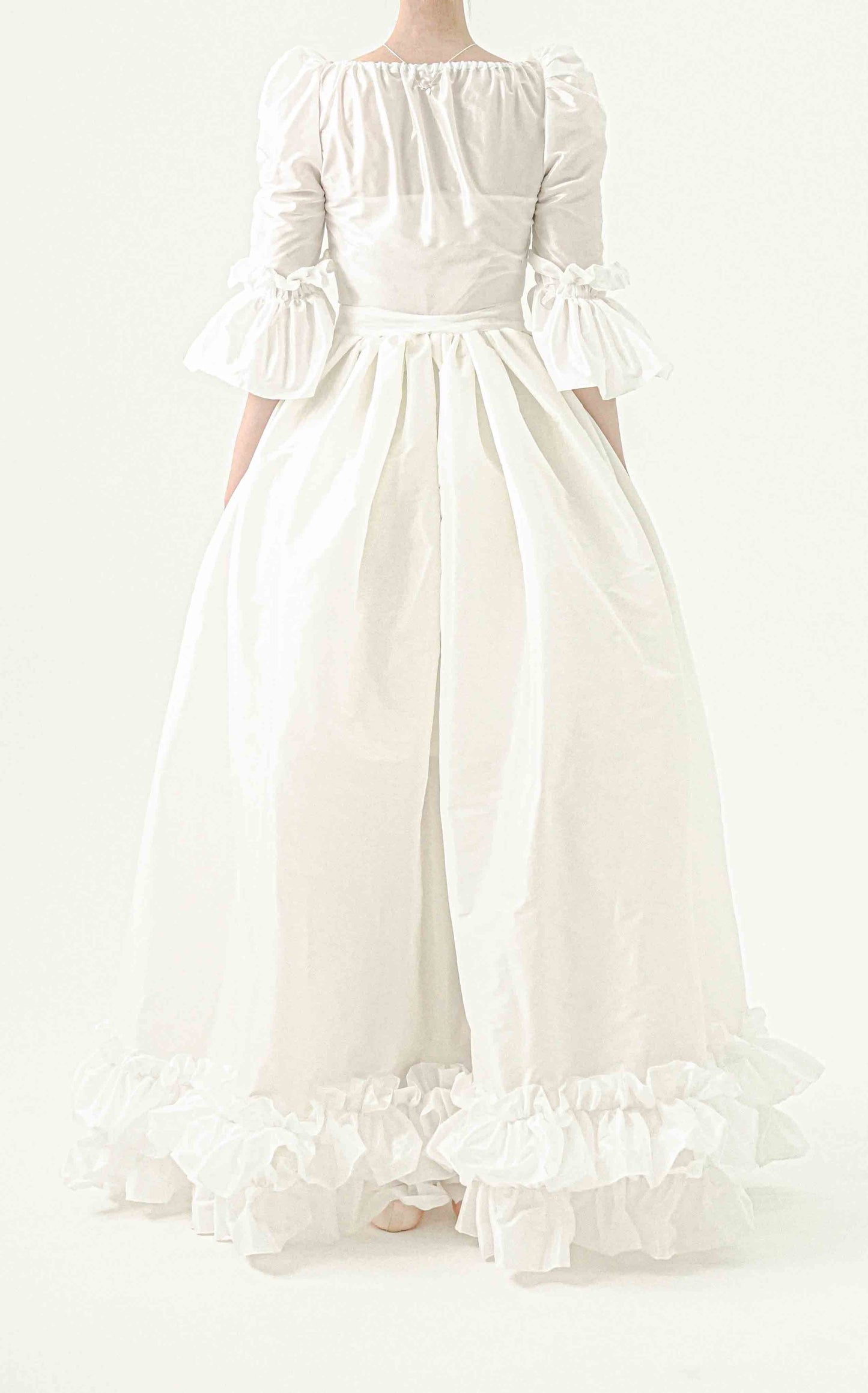 Charlotte Dress in swan white taffeta
