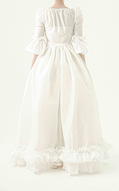 Charlotte Dress in swan white taffeta