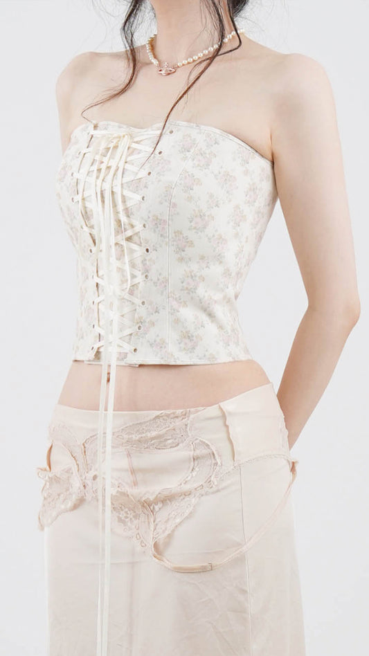 Romantique Front Lacing Corset in corduroy