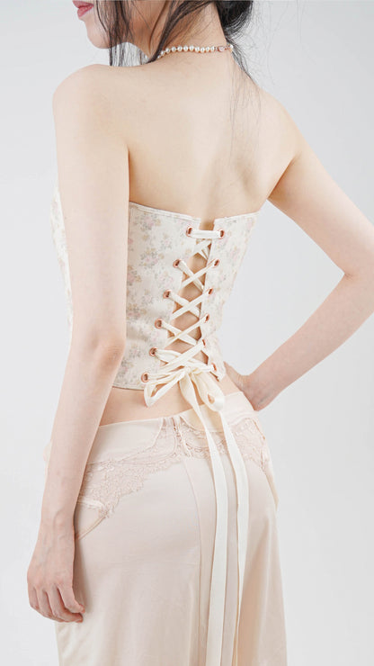 Romantique Front Lacing Corset in corduroy