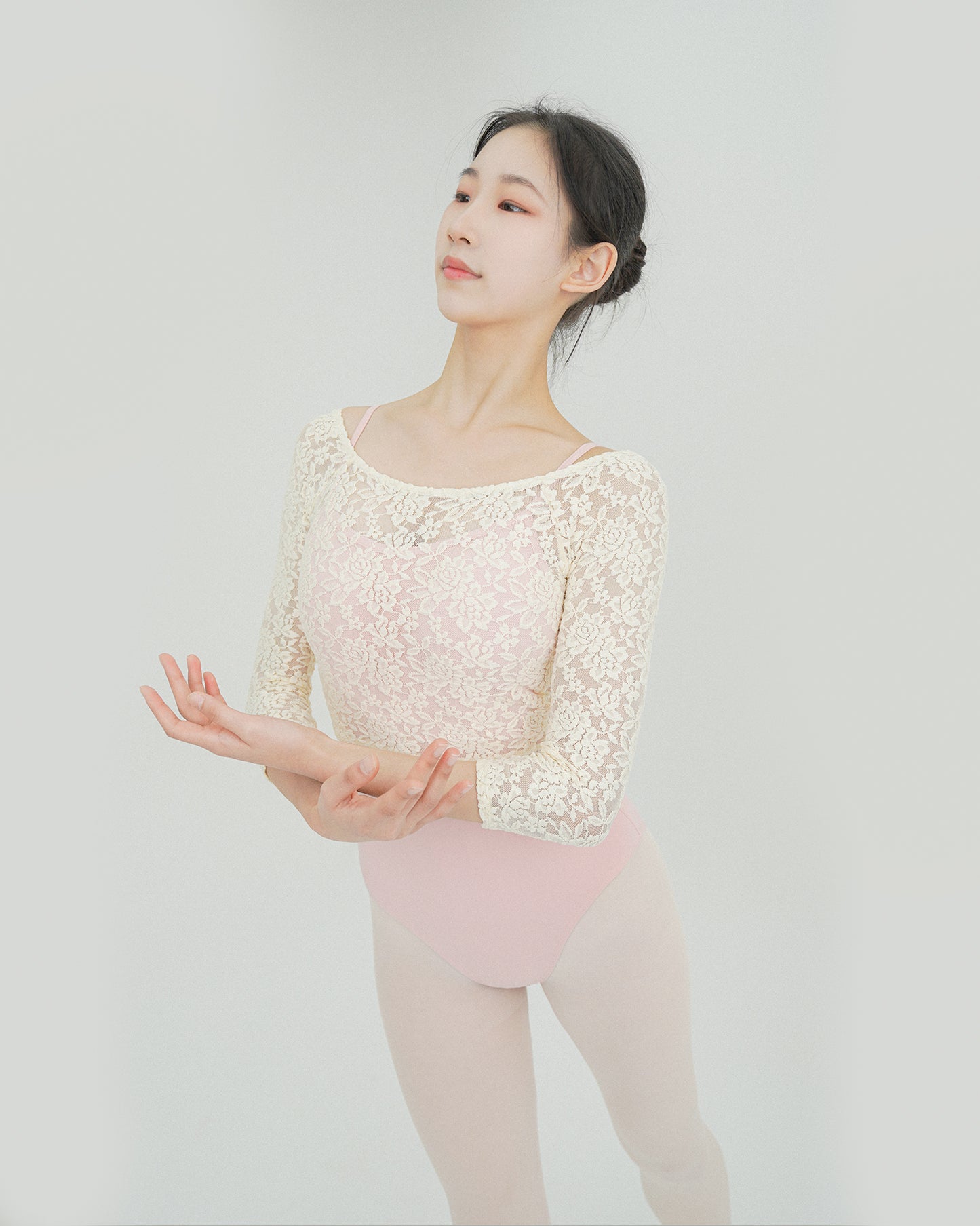 French Rose Lace Warmer top with 3/4 sleeves
